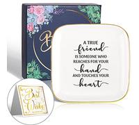 To My Friend Tray - Bandeja de cerámica decorativa para joyas para mejor amiga y amiga, regalo de cumpleaños y Navidad, regalo significativo para amigos - Un verdadero amigo es alguien que alcanza tu