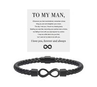 To My Man, Infinity Leather Bracelet Husband Gifts From Wife I Love You Forever And Always Bracelet Boyfriend Anniversary Birthday Christmas Fathers