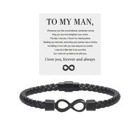 To My Man, Infinity Leather Bracelet Husband Gifts From Wife I Love You Forever And Always Bracelet Boyfriend Anniversary Birthday Christmas Fathers G