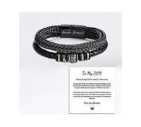 To My Son Love You Forever Bracelet, Braided Leather Bracelet for Men, Stainless Steel Personalized Engraved Bracelet