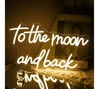To The Moon and Back Letrero de Neón Letreros de luz de Neón LED Blanco Cálido para Dormitorio pared USB luz Nocturna de Neón Habitación para Habitación de Chico Regalo de Fiesta en Casa