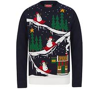 To The Pub 2 Snowman Slide Motif Novelty Christmas Jumper in Ink - Merry Christmas - XXL