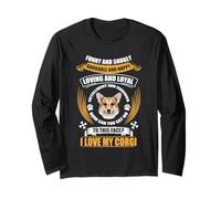 To This Face I Love My Corgi Dog Funny Puppy Dogs Lover Manga Larga