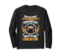 To This Face I Love My Pug Dog Funny Puppy Dogs Lover Manga Larga