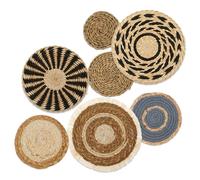 Toaboa Juego de 7 cestas de pared decorativas bohemias de totora redondas, tejidas, resistentes al desgaste, para salón, dormitorio, estudio, pasillo