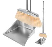 Toaboa Juego de recogedor con mango largo, 118 cm, de acero inoxidable, juego de escoba ajustable para el hogar, cocina, oficina, calle (cuadrado)