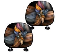 TOADDMOS 3D Colorful Floral Print Car Truck SUV Van Headrest Covers,Personalized Universal Car Seat Head Rest Protector for Women