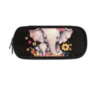 TOADDMOS Estuche de poliéster con cremallera alrededor del soporte para bolígrafos, papelería escolar, organizador, elefante, Talla única, Estuche de belleza