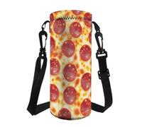 TOADDMOS Funda para botella de agua, 750 ml, 1000 ml, diseño de pata de perro, corazón, cordón de neopreno, funda para botella de agua, para hombres y mujeres, Salchicha de pizza, Organizador de