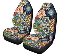 TOADDMOS - Fundas de Asiento de Coche con Estampado Floral Bohemio de Colorido para Mujer, Protector Universal para Asientos Delanteros de automóvil, SUV, sedán, camión