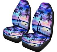 TOADDMOS - Fundas de Asiento de Coche Estilo Hawaiano con diseño de Atardecer Tropical, Palmera, para Asiento Delantero, Protectores de Asiento de vehículo, Ajuste Universal para la mayoría de