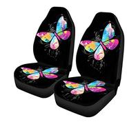 TOADDMOS - Fundas Decorativas para Asientos Delanteros de Coche con Estampado de Mariposas Coloridas, Ajuste Universal para Coche, camión, Furgoneta y SUV, cómodas