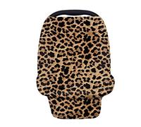 TOADDMOS Fundas para asiento de coche con estampado de leopardo marrón para bebés, funda elástica para asiento de coche para bebés, fundas para lactancia materna, fundas para carrito de la compra/silla alta/cochecito, toldos para asiento de coche