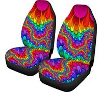 TOADDMOS - Fundas universales para Asiento de Coche, diseño desteñido arcoíris Hippie, Solo Asientos Delanteros, Protectores de Asiento Tipo báquet para Coches, SUV, sedán o Furgoneta