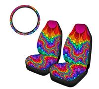 TOADDMOS - Fundas universales para asiento delantero de coche y volante de coche universal de 15 pulgadas, apto para la mayoría de coches, SUV y camionetas