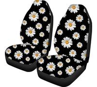 TOADDMOS - Juego Completo de 2 Fundas Decorativas para Asientos Delanteros de automóvil, diseño Floral de Margaritas Blancas, Ajuste para Coches, SUV, camión, sedán