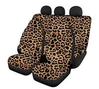 TOADDMOS Juego completo de fundas universales para asientos de coche, diseño de leopardo, diseño de animales de leopardo, juego completo de fundas de banco delantero y dividido, accesorios para