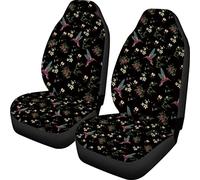 TOADDMOS - Juego de 2 Fundas de Asiento con Diseño de Colibrí Floral, Universales, Elásticas, Protectoras Delanteras para Coche, Accesorios para Mujer, Manta