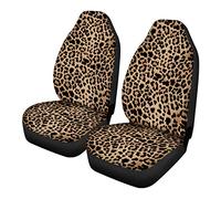TOADDMOS - Juego de 2 Fundas de Asiento Delantero de Coche con Estampado de Leopardo y Estampado de Guepardo Salvaje, Fundas Protectoras de Asiento para Coches, sedán, SUV