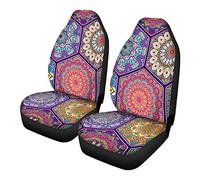 TOADDMOS - Juego de 2 Fundas Decorativas para Asientos Delanteros de Coche, diseño de Flores Bohemias y Mandalas Coloridos, para Coche, camión, SUV