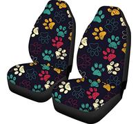 TOADDMOS - Juego de 2 Fundas para Asientos Delanteros de Coche, con Estampado de Huellas Coloridas, se adaptan a la mayoría de Coches, sedán, Camiones, SUV, Furgonetas, para Amantes de Las Mascotas