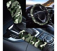 TOADDMOS Juego de 3 fundas para volante de coche, diseño de camuflaje verde militar, antideslizante, decoración universal