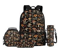 TOADDMOS Juego de 4 mochilas con bolsa de almuerzo, estuche para lápices, botella de agua, bolsa bandolera para niños, niñas, estudiantes de vuelta a la escuela, Helecho de hongos, Mochilas