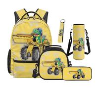 TOADDMOS Juego de 5 mochilas escolares con fiambrera, estuche para botella de agua, llavero con cordón para escuela primaria y secundaria, Lindo dinosaurio., moderno