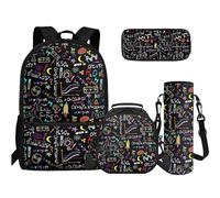 TOADDMOS Juego de bolsa para libros 4 en 1 para escuela secundaria, estuche para lápices, botella de agua, bolsa para adolescentes, niñas, niños, primaria, escuela secundaria, Geometría matemática