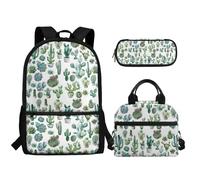 TOADDMOS Juego de mochila escolar 3 en 1 ligera con soporte portátil para lápices, Cactus tropicales, Mochilas