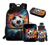 TOADDMOS Juego de mochila escolar 4 en 1 para niñas, mochila escolar, mochila de viaje, bolsa de almuerzo, estuche para lápices, bolsa de transporte para botellas de agua, Graffiti Football