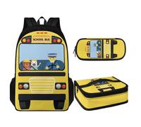 TOADDMOS Juego de mochila escolar de 3 piezas para niños para escuela primaria con lonchera y estuche para lápices, Autobús escolar, Mochilas