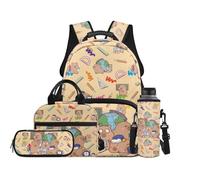 TOADDMOS Juego de mochila escolar de 4 piezas con fiambrera, estuche multifuncional para lápices, bolsa de agua para niños de 8 a 14 años, Reglas Capybara, moderno