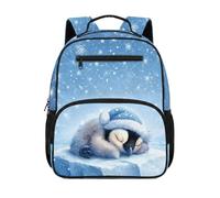 TOADDMOS Mochila preescolar para niños y niñas de 2 a 5 años, bolsa de 13.5 pulgadas, bolsa ligera para libros para guardería y viajes, Penguin Sleeping, moderno