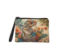 TOADDMOS Monedero pequeño con estampado de escamas de sirena y peces, monedero, monedero, monedero, monedero, monedero, monedero, monedero, monedero, monedero, Flor de lagarto, 7in x 5.5in, Bolsa