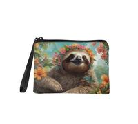 TOADDMOS Monedero pequeño con estampado de escamas de sirena y peces, monedero, monedero, monedero, monedero, monedero, monedero, monedero, monedero, monedero, Diseño de flor de perezoso, 7in x