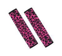 TOADDMOS Paquete de 2 almohadillas para cinturón de seguridad de automóvil con estampado de leopardo rosa intenso para mujer, fundas para correa de hombro para cinturón de seguridad, almohadilla de