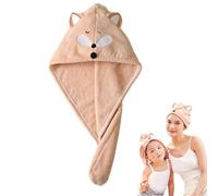 Toalla absorbente para el cabello para niñas, bonito turbante de dibujos animados con botón, antiencrespamiento, gorro de cabeza de secado rápido para cabello grueso y rizado de 0 a 9 años de largo