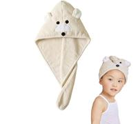 Toalla absorbente para el cabello para niñas, toalla de secado de cabello para niños, bonita toalla turbante de dibujos animados con botón, antiencrespamiento, gorro de ducha de secado rápido, para