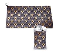 Toalla Art Déco con conchas marinas doradas y azules, de secado rápido, toallas de microfibra a granel para adultos, 40,6 x 44,5 cm