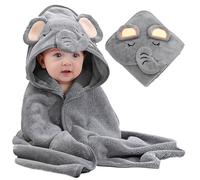 Toalla bebé con capucha de Lexikind | Mullido albornoz de rizo | Poncho-toalla con capucha | Toalla infantil con divertida capucha (monstruo verde)