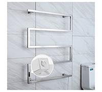 Toalla Calentador eléctrico, toallero radiador toallero Calentador de Toallas radiador de calefacción, 90w Bajo Consumo, Negro Mate, 600*800mm, Plug-in/Hardwired(Size:Hardwire-220V,Color:Plata)