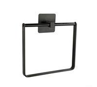Toalla cuadrada montada en la pared para colgador de anillo con soldadura suave sin costuras y rotación de 180 grados para ajustar la posición de la toalla en el baño o habitación de invitados (negro)