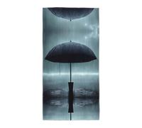Toalla de 13.8 x 27.5 pulgadas, toalla de playa y piscina con estampado de paraguas negro bajo la lluvia para hombres y mujeres, ideal para viajes, gimnasio, tomar el sol y mucho más