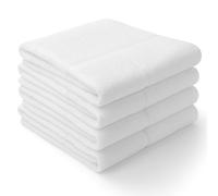 Toalla de Baño 100% Algodón Rizo 500 gsm - Pack de 4 - 50x90 cm - Alta Absorción y Suavidad - Ideal para Peluquerías, Barberías y Gimnasios - Resistente a Lavados Frecuentes - Color Blanco