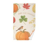 Toalla De Baño Autumn Pattern Pumpkins Birds Cute Print Sábana De Baño Microfibra Toallas De Playa Esponjoso Towels para Vacaciones Deportiva Camping 80X130Cm