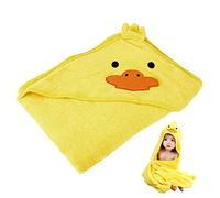 Toalla de baño con capucha para bebé, suave, gruesa, antibacteriana, hipoalergénica, para recién nacido, con capucha para baño, piscina, playa, ducha, regalo de 0 a 6 años, 90 x 90 cm (amarillo)