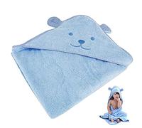 Toalla de baño con capucha para bebé, suave, gruesa, antibacteriana, hipoalergénica, recién nacido, con capucha, para baño, piscina, playa, ducha, regalo de 0 a 6 años de edad, 90 x 90 cm (azul)