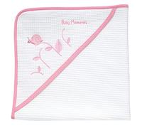 Toalla de baño con capucha, tela piquetada con bordado de caracoles pequeños, materiales de alta calidad, 100% algodón, 0 meses y +, rosa