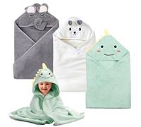 Toalla de baño de bebé con capucha de 3 piezas, capa de baño con capucha de 80 x 80 cm, capa de baño de bebé de felpa de coral, super absorbente toalla de baño para niños, regalos de nacimiento (03)